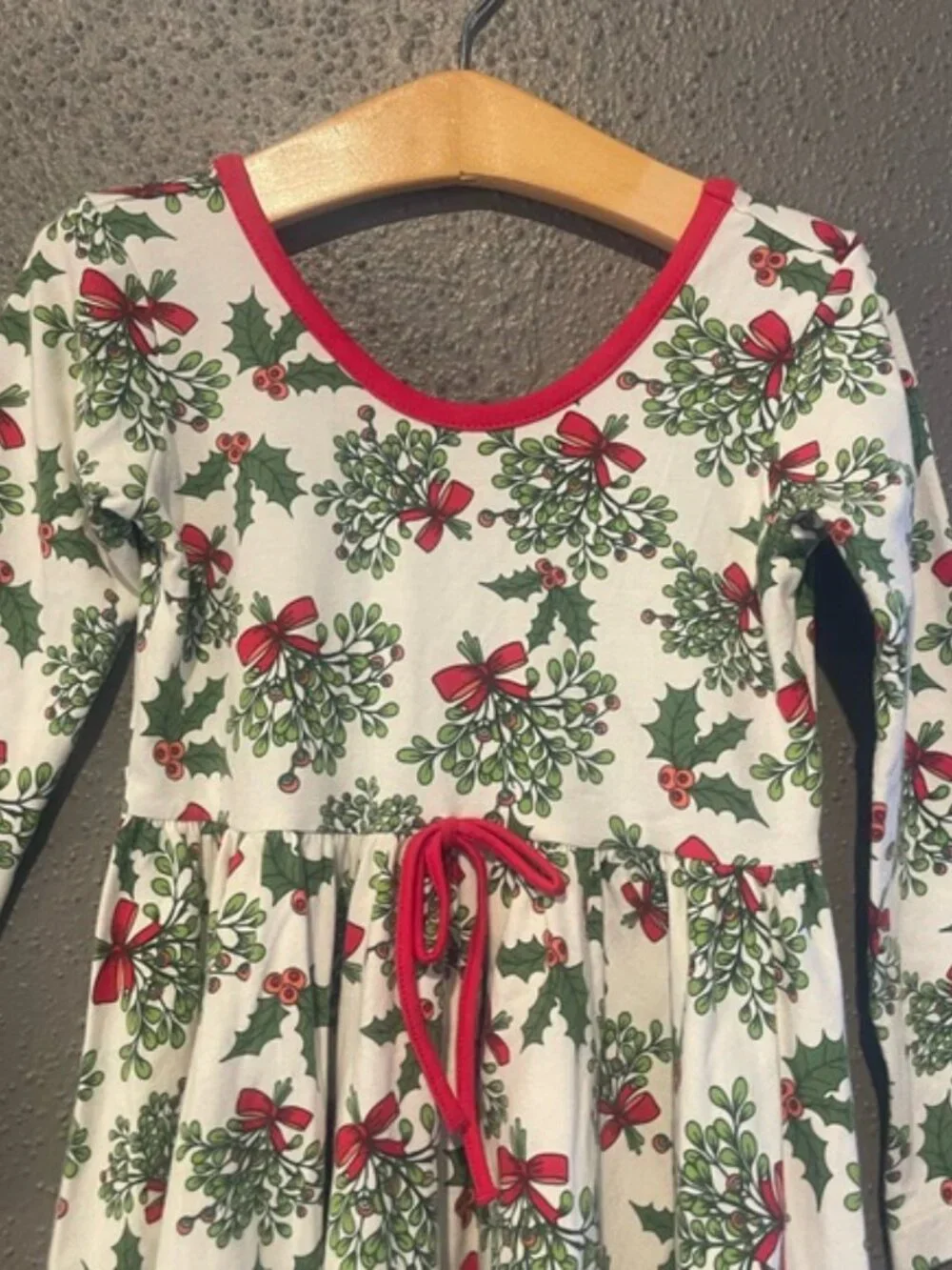 Eleanor Rose Mistletoe and Holly Knit Joy Holiday Dress Size 5-6 100% Cotton